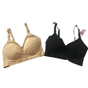 2-Pack ILoveSIA Womens Seamless Wireless Nursing Bras L Black & Beige Maternity